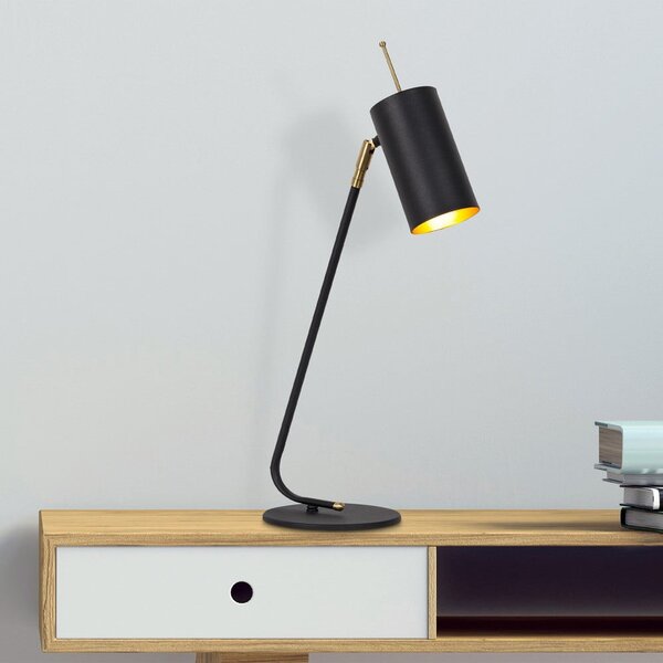 Lampada da tavolo nera/dorata con paralume in metallo (altezza totale 55 cm) Sivani – Opviq lights