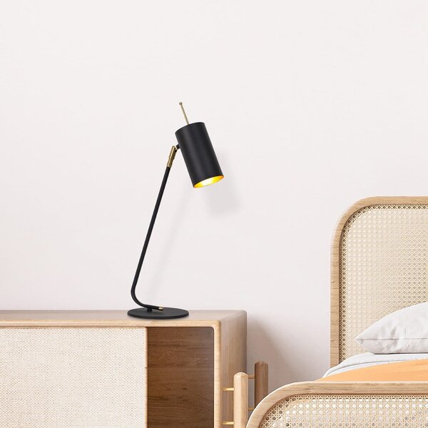 Lampada da tavolo nera/dorata con paralume in metallo (altezza totale 55 cm) Sivani – Opviq lights