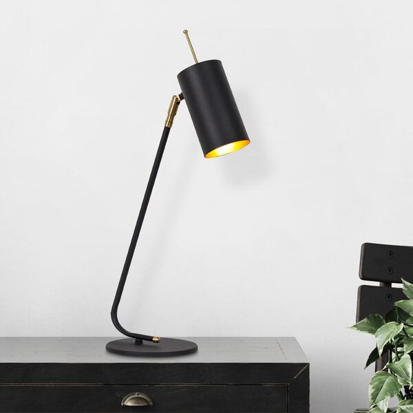 Lampada da tavolo nera/dorata con paralume in metallo (altezza totale 55 cm) Sivani – Opviq lights