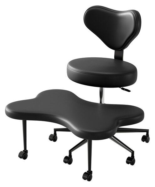 Sedia da meditazione ergonomica per diverse posizioni di seduta, regolabile in altezza con supporto lombare e rotelle, sedia da ufficio per yoga e seduta a gambe incrociate, nera