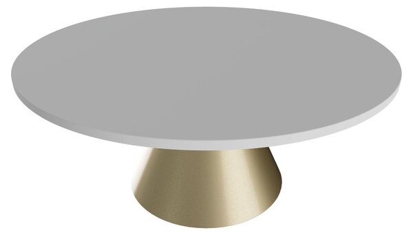 Artù Brass - Tavolo da pranzo rotondo ⌀ 120 cm in legno laminato con base a cono in metallo-Bianco