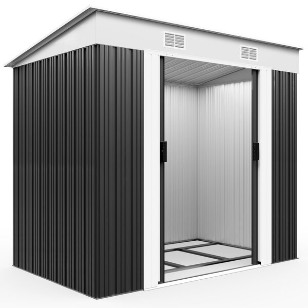 Gardebruk L Casetta per attrezzi in metallo 2 m² con fondamenta 196x122x182 cm, porta scorrevole, antracite, casetta per attrezzi, casetta da giardino 3,4 m³