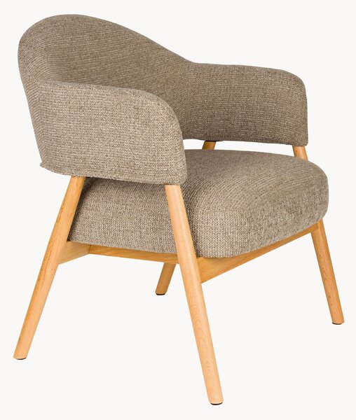 Poltrona imbottita Indy con base in legno di rovere