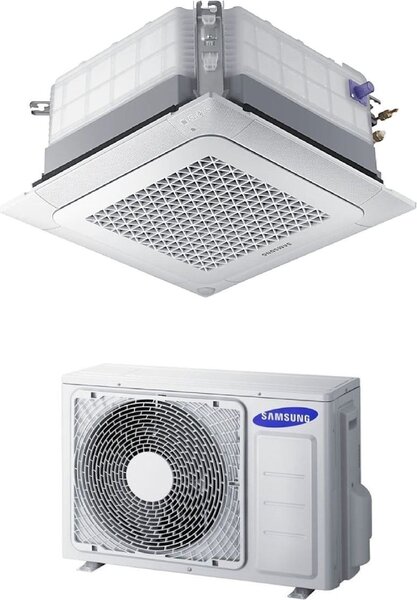 Samsung Climatizzatore a Cassetta 4 Vie Mini 9000 btu Monosplit Condizionatore con Pompa di Calore Classe A++/A+ (Unit Interna + Unit Esterna) co