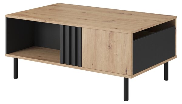 Tavolino, rovere (Artisan) + nero antracite, 100,1 x 43,2 x 60 cm
