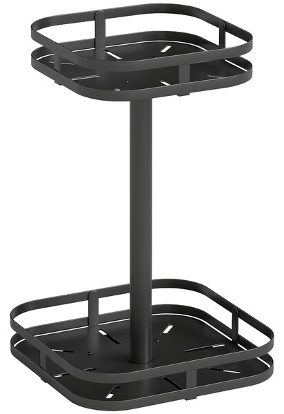 HOMCOM Portaspezie girevole, design a 2 livelli, piedini a ventosa, metallo, Nero | Aosom Italy