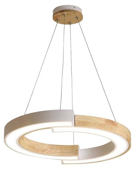 V-TAC Lampadario design moderno LED in legno a Sospensione , a mezzaluna Colore Bianco 43*37*112cm 3000K - 10090