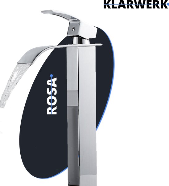 ROSA | Miscelatore bagno a cascata alta Premium cromo | Miscelatore Hotel Gastro Premium lavabo freestanding | Rubinetto in acciaio inox a bocca alta