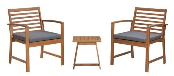 Set di mobili da giardinoin legno di acacia con cuscini – 2 persone – Cali – Grigio