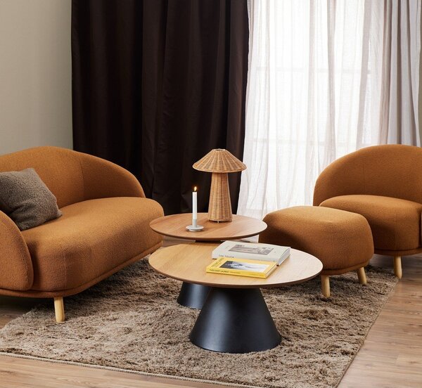 Tavolino rotondo nero e naturale con piano in rovere ø 65 cm Soli - Actona