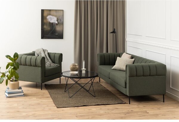 Tavolino nero con piano in vetro ø 80 cm Cuxton - Actona