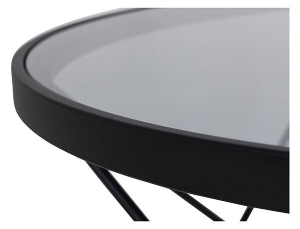 Tavolino nero con piano in vetro ø 80 cm Cuxton - Actona