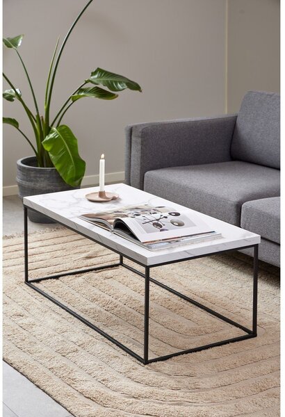Tavolino bianco con piano in marmo 55x110 cm Barossa - Actona