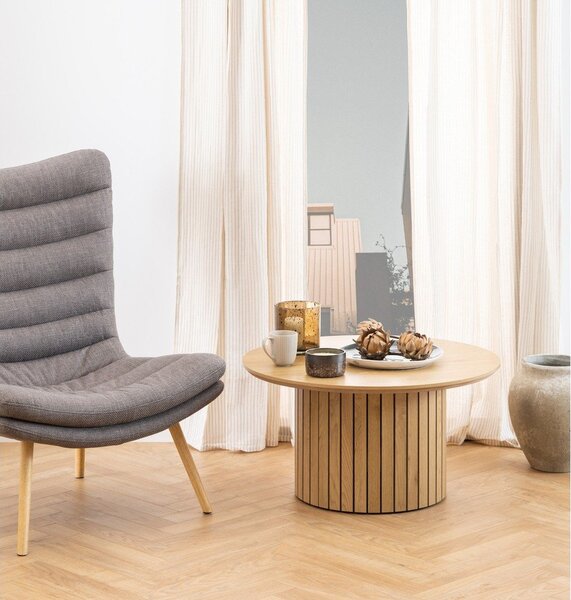 Tavolino rotondo con piano in rovere ø 80 cm Yale - Actona