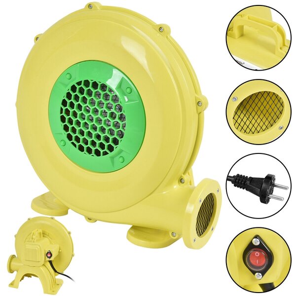 Costway Ventilatore centrifugo radiale in plastica per castello gonfiabile Mini ventilatore multiuso 680W Giallo