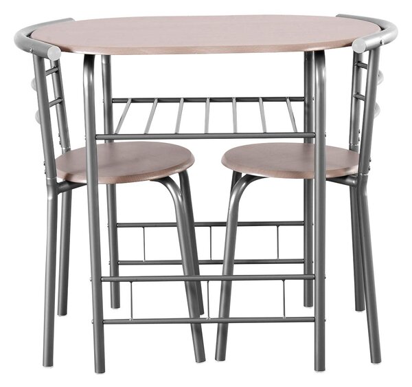 Costway Set di mobili 2 sedie e tavolo da pranzo Set 3 pezzi tavolo e 2 sgabelli da cucina Grigio