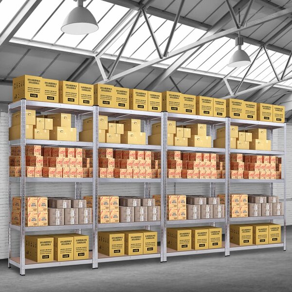Costway Set di 2 Scaffali di metallo a 5 livelli altezza regolabile, Mobile resistente senza bulloni per casa ufficio garage 90x40x180cm