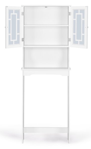 Costway Mobile per lavatrice con 3 mensole e 2 ante per bagno 60x22x173cm Bianco