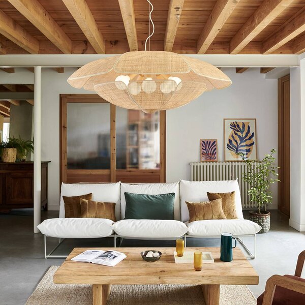 MARKET SET Lampada a sospensione Coquillage, dimmerabile, Legno chiaro, Soggiorno / Sala da pranzo, Legno, Design, Lampada a sospensione