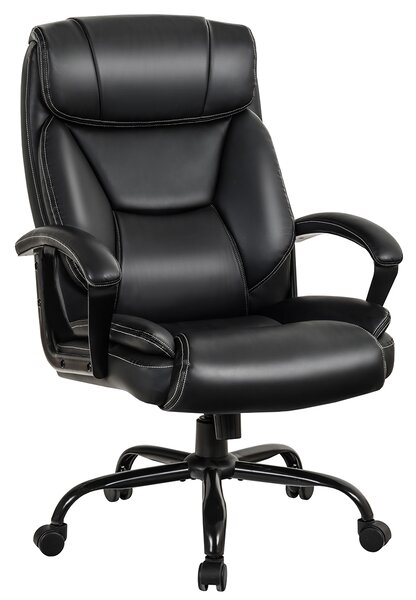 Costway Sedia in pelle con poggiatesta comodo da ufficio, sedia ergonomica per computer e con altezza regolabile, Nero