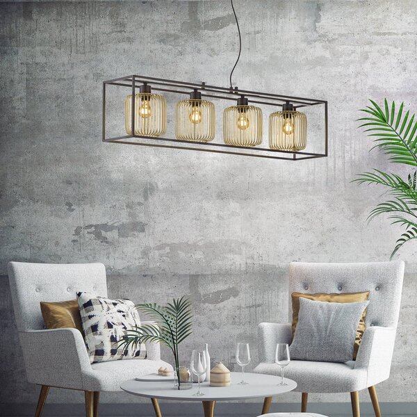 FISCHER & HONSEL Lampada a sospensione Caydo, dimmerabile, Nero, Soggiorno / Sala da pranzo, Metallo, Moderno, Lampada a sospensione