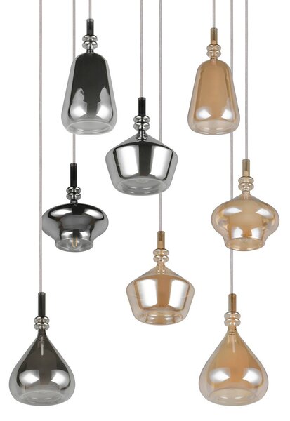 Trio Lighting Lampada a sospensione in vetro Aldea, dimmerabile, Crema / Ambra, Soggiorno / Sala da pranzo, Vetro, Lampada a sospensione