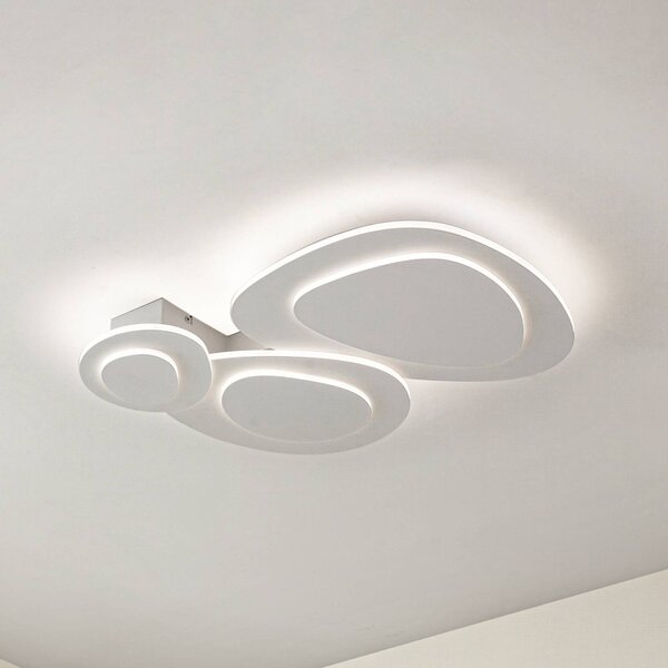 Plafoniera a LED Delar Lindby, dimmerabile, Bianco / Opale, Soggiorno / Sala da pranzo, Plastica, Moderno, Plafoniera LED