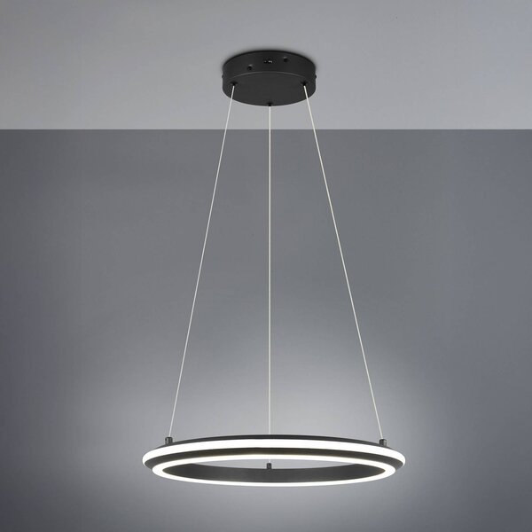 Trio Lighting Lampada LED a sospensione Amador, Ø 45 cm, nero opaco, metallo, dimmerabile, Nero, Soggiorno / Sala da pranzo, Metallo, Moderno