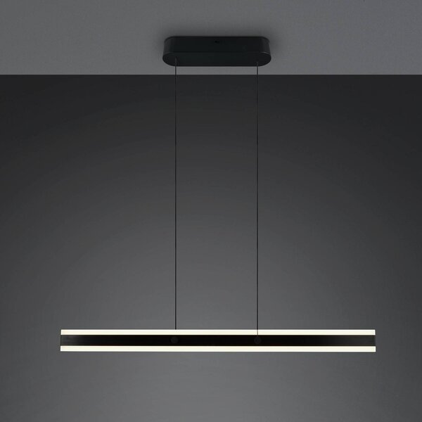 Trio Lighting Lampada LED a sospensione Arcola, nera, lunghezza 115 cm, CCT, dimmerabile, Nero, Soggiorno / Sala da pranzo, Metallo, Moderno