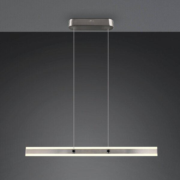 Trio Lighting Lampada LED a sospensione Arcola, color nichel, lunghezza 115 cm CCT 2 luci. dimmerabile, Alluminio / Grigio / Zincato, Soggiorno / Sala da pranzo, Metallo, Moderno
