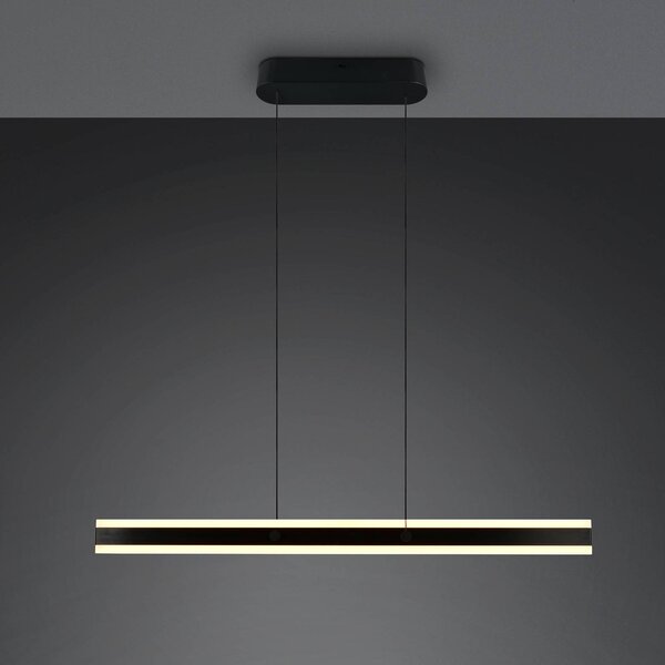 Trio Lighting Lampada LED a sospensione Arcola, nera, lunghezza 115 cm, CCT, dimmerabile, Nero, Soggiorno / Sala da pranzo, Metallo, Moderno