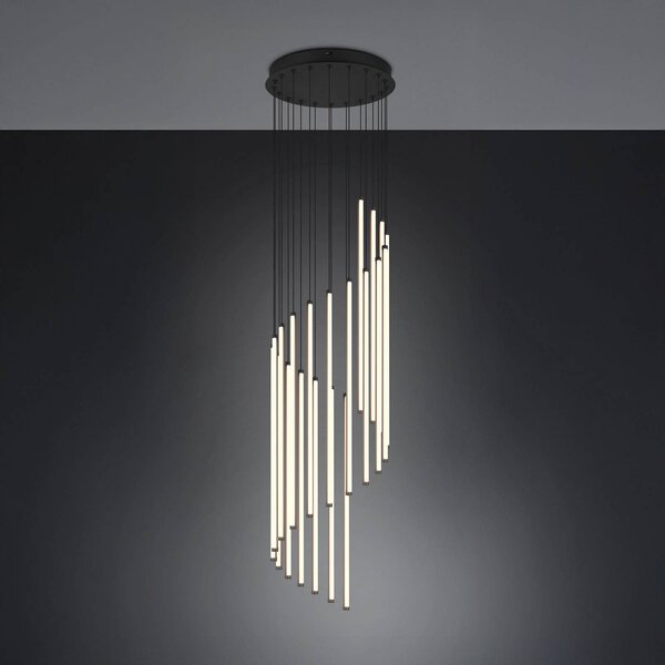 Trio Lighting Lampada LED a sospensione Baxter, nera, Ø 37 cm, metallo, CCT dimmerabile, Nero, Soggiorno / Sala da pranzo, Metallo, Moderno