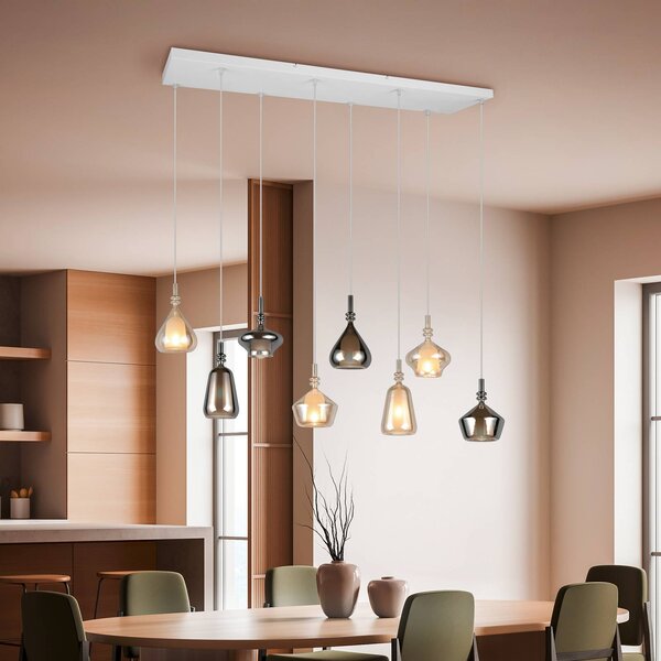 Trio Lighting Lampada a sospensione in vetro Aldea, dimmerabile, Crema / Ambra, Soggiorno / Sala da pranzo, Vetro, Lampada a sospensione