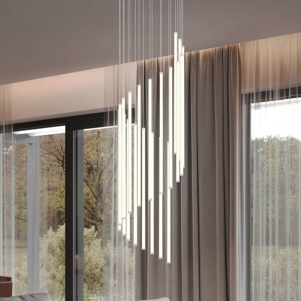 Trio Lighting Lampada LED a sospensione Baxter, grigio chiaro, Ø 37 cm, metallo CCT dimmerabile, Alluminio / Grigio / Zincato, Soggiorno / Sala da pranzo, Metallo, Moderno
