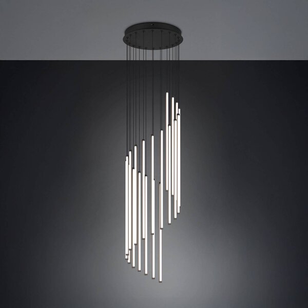 Trio Lighting Lampada LED a sospensione Baxter, nera, Ø 37 cm, metallo, CCT dimmerabile, Nero, Soggiorno / Sala da pranzo, Metallo, Moderno