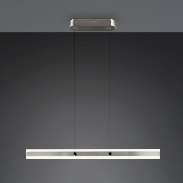 Trio Lighting Lampada LED a sospensione Arcola, color nichel, lunghezza 115 cm CCT 2 luci. dimmerabile, Alluminio / Grigio / Zincato, Soggiorno / Sala da pranzo, Metallo, Moderno
