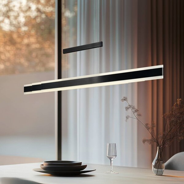 Trio Lighting Lampada LED a sospensione Arcola nera, lunghezza 152 cm, dimmer Arcola, dimmerabile, Nero, Soggiorno / Sala da pranzo, Metallo, Moderno
