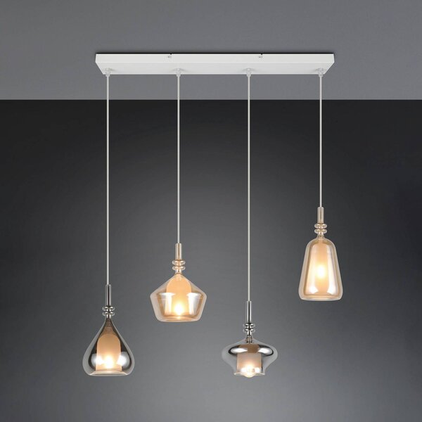Trio Lighting Lampada a sospensione in vetro Aldea, dimmerabile, Crema / Ambra, Soggiorno / Sala da pranzo, Vetro, Lampada a sospensione