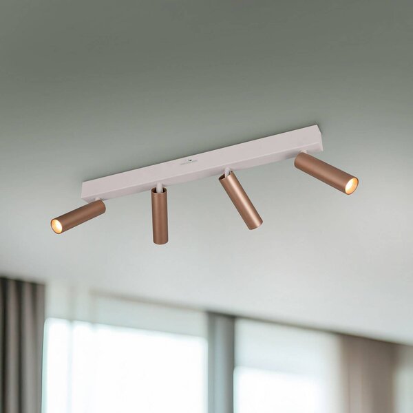 Trio Lighting Faretto da soffitto a LED Ambala, lunghezza 65 cm, grigio/marrone, 4 luci. dimmerabile, Alluminio / Grigio / Zincato, Soggiorno / Sala da pranzo, Metallo, Moderno