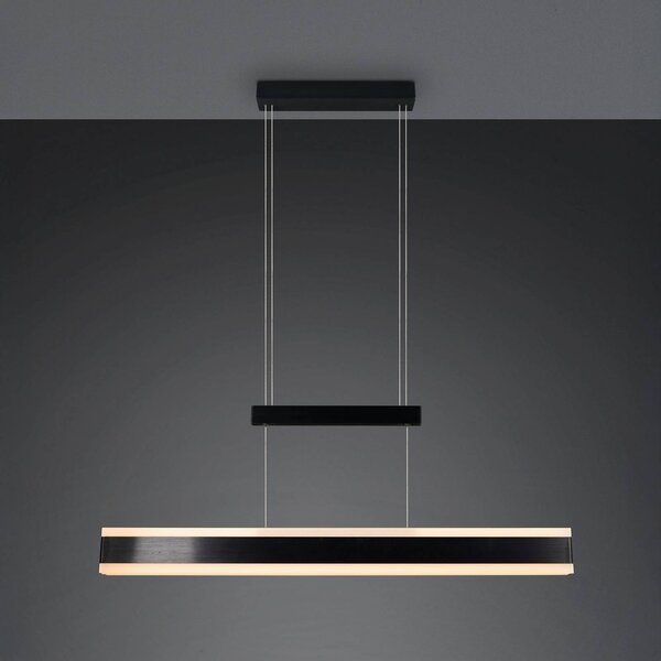 Trio Lighting Lampada LED a sospensione Arcola nera, lunghezza 152 cm, dimmer Arcola, dimmerabile, Nero, Soggiorno / Sala da pranzo, Metallo, Moderno
