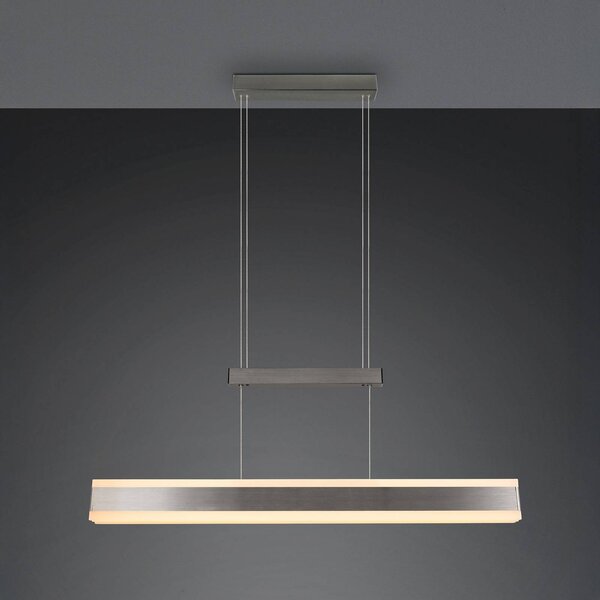 Trio Lighting Lampada LED a sospensione Arcola, color nichel, 152 cm, dimmer touch CCT dimmerabile, Alluminio / Grigio / Zincato, Soggiorno / Sala da pranzo, Metallo, Moderno