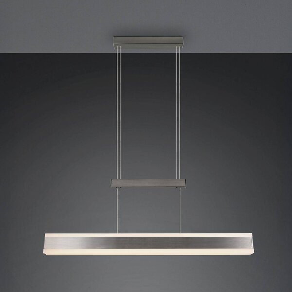 Trio Lighting Lampada LED a sospensione Arcola, color nichel, 152 cm, dimmer touch CCT dimmerabile, Alluminio / Grigio / Zincato, Soggiorno / Sala da pranzo, Metallo, Moderno