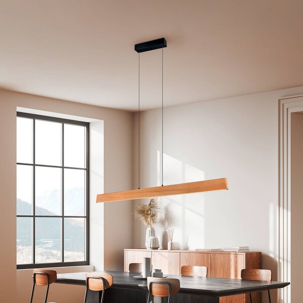Trio Lighting Lampada a sospensione Edgewood, dimmerabile, Legno chiaro, Soggiorno / Sala da pranzo, Legno, Lampada a sospensione