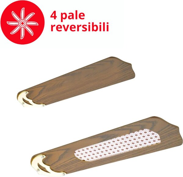 Ardes Ventilatore da Soffitto con Luce 4 Pale 107 cm Lampadario 3 Velocit colore Legno Noce e Paglia - AR5A107D Cloud 107D
