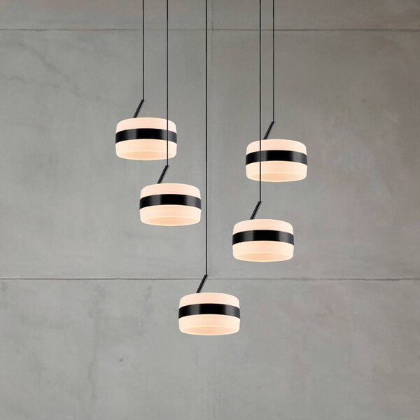 Trio Lighting Lampada LED a sospensione Dios, nera, Ø 45 cm, CCT, 5 luci. dimmerabile, Nero, Soggiorno / Sala da pranzo, Metallo, Moderno