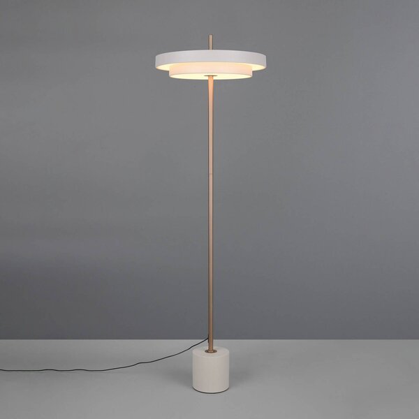 Trio Lighting Lampada da terra a LED Keaton, dimmerabile, Alluminio / Grigio / Zincato, Soggiorno / Sala da pranzo, Metallo, Lampada LED da terra