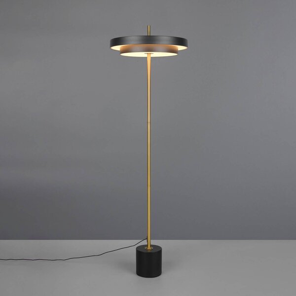 Trio Lighting Lampada da terra a LED Keaton, dimmerabile, Nero, Soggiorno / Sala da pranzo, Metallo, Lampada LED da terra