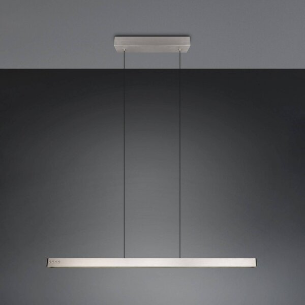 Trio Lighting Lampada LED a sospensione Donegal, color nichel, lunghezza 150 cm, CCT dimmerabile, Alluminio / Grigio / Zincato, Soggiorno / Sala da pranzo, Metallo, Moderno