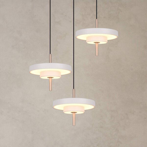 Trio Lighting Lampada LED a sospensione Keaton, grigio chiaro, Ø 45 cm, metallo, CCT 3 luci. dimmerabile, Alluminio / Grigio / Zincato, Soggiorno / Sala da pranzo, Metallo