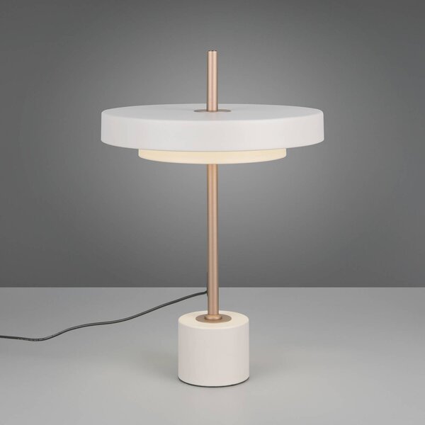 Trio Lighting Lampada da tavolo a LED Keaton, dimmerabile, Alluminio / Grigio / Zincato, Soggiorno / Sala da pranzo, Metallo, Lampada da tavolo LED